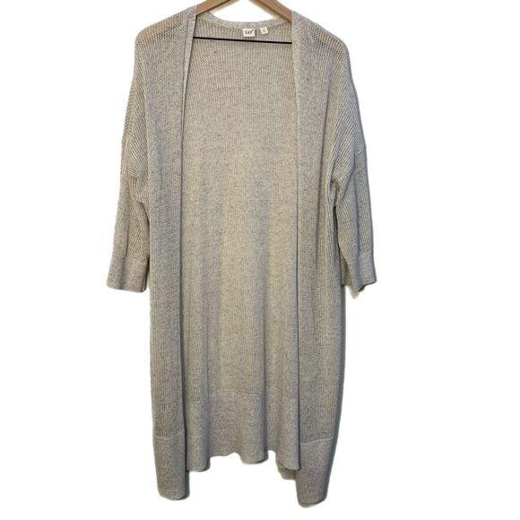 GAP Women's Gray Open Front Cardigan XL Open Knit Long Line Duster. - Picture 1 of 9